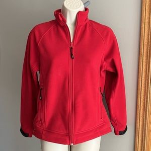 Lands End Red Fleece Zip Up Jacket XS Like New
